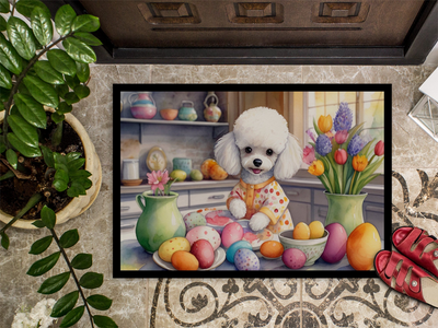 Decorating Easter White Poodle Doormat