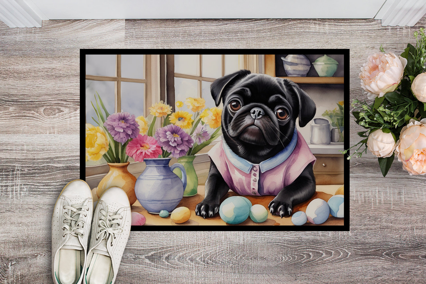 Decorating Easter Pug Doormat