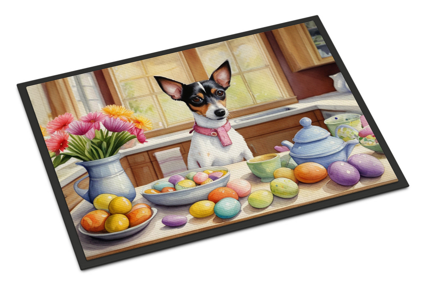 Decorating Easter Rat Terrier Doormat