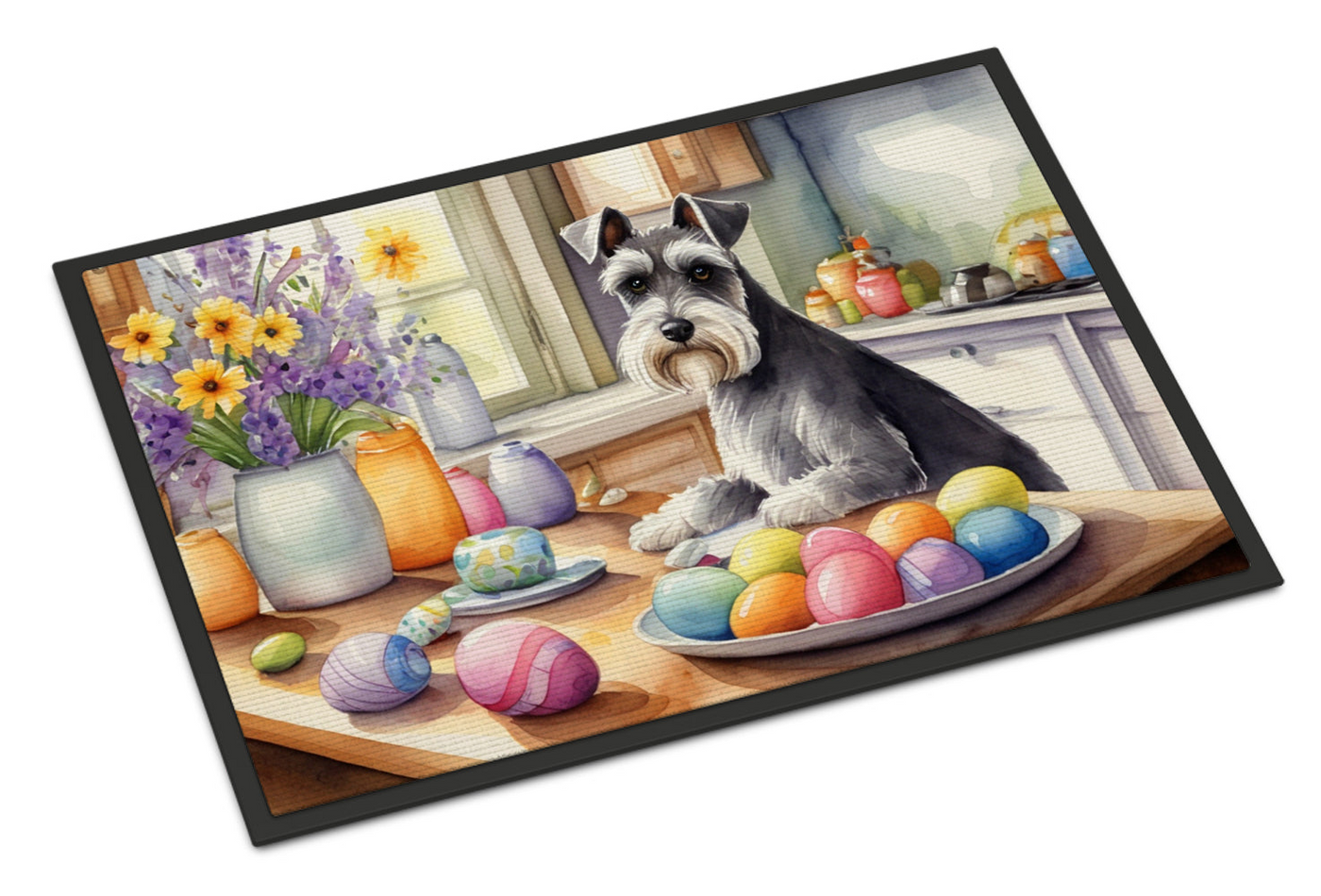 Decorating Easter Schnauzer Doormat