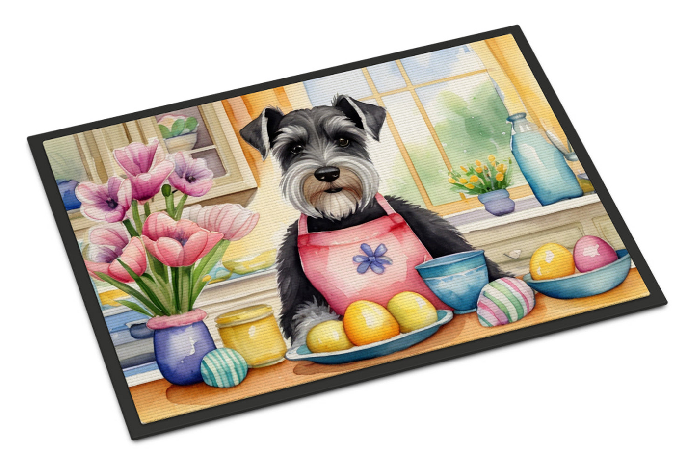 Decorating Easter Schnauzer Doormat