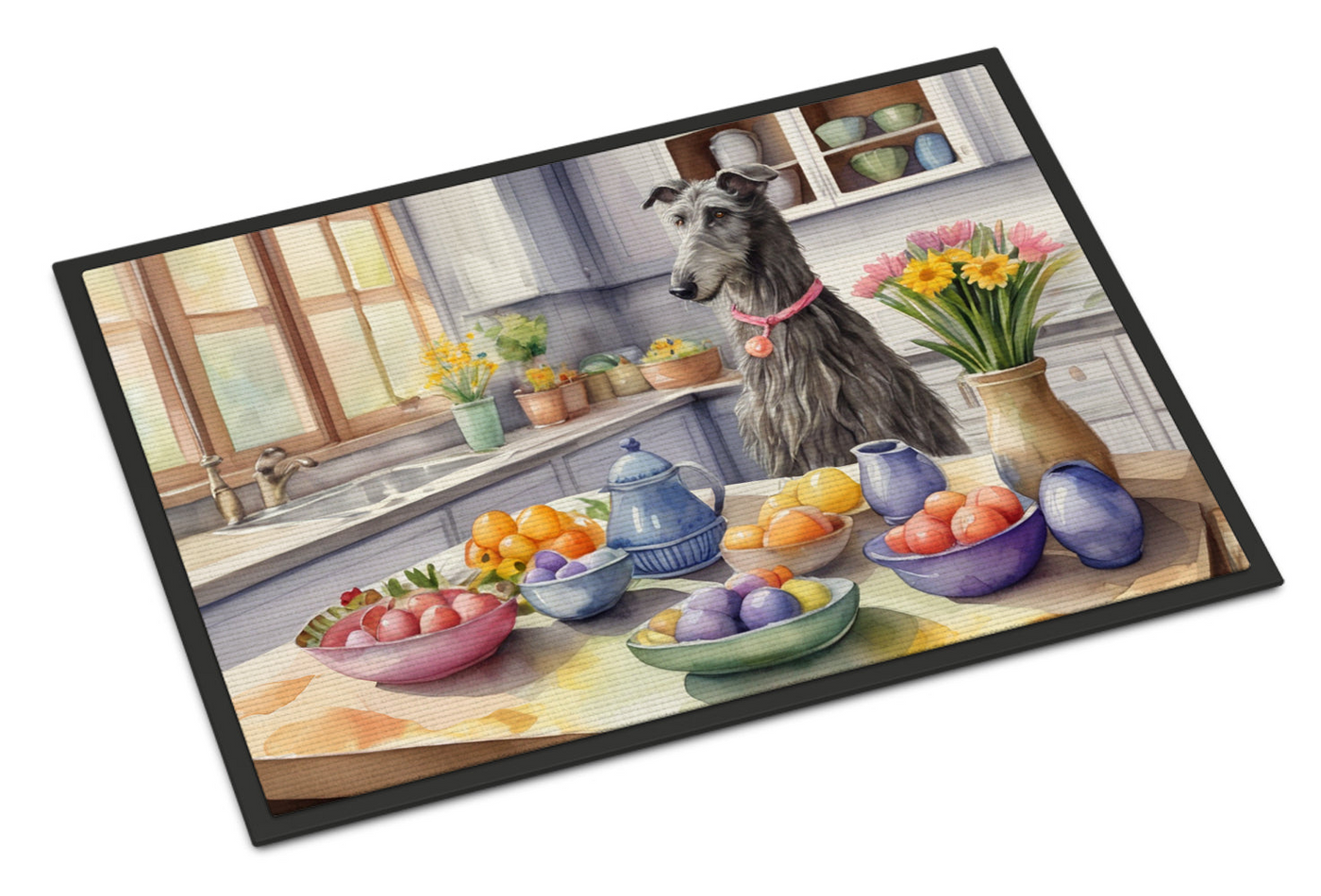 Decorating Easter Scottish Deerhound Doormat