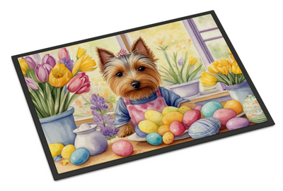 Decorating Easter Silky Terrier Doormat