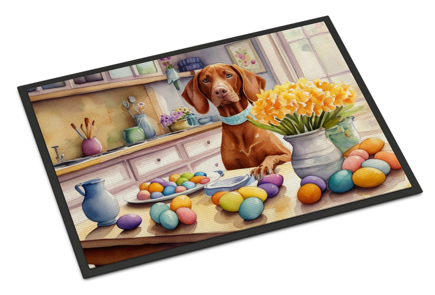Decorating Easter Vizsla Doormat