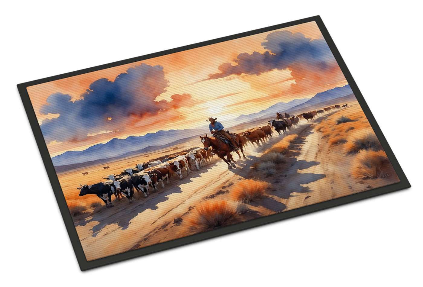 Cattle Drive at Sunset Doormat