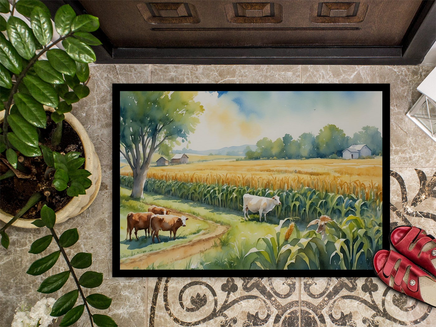 Cows by the Cornfield Doormat