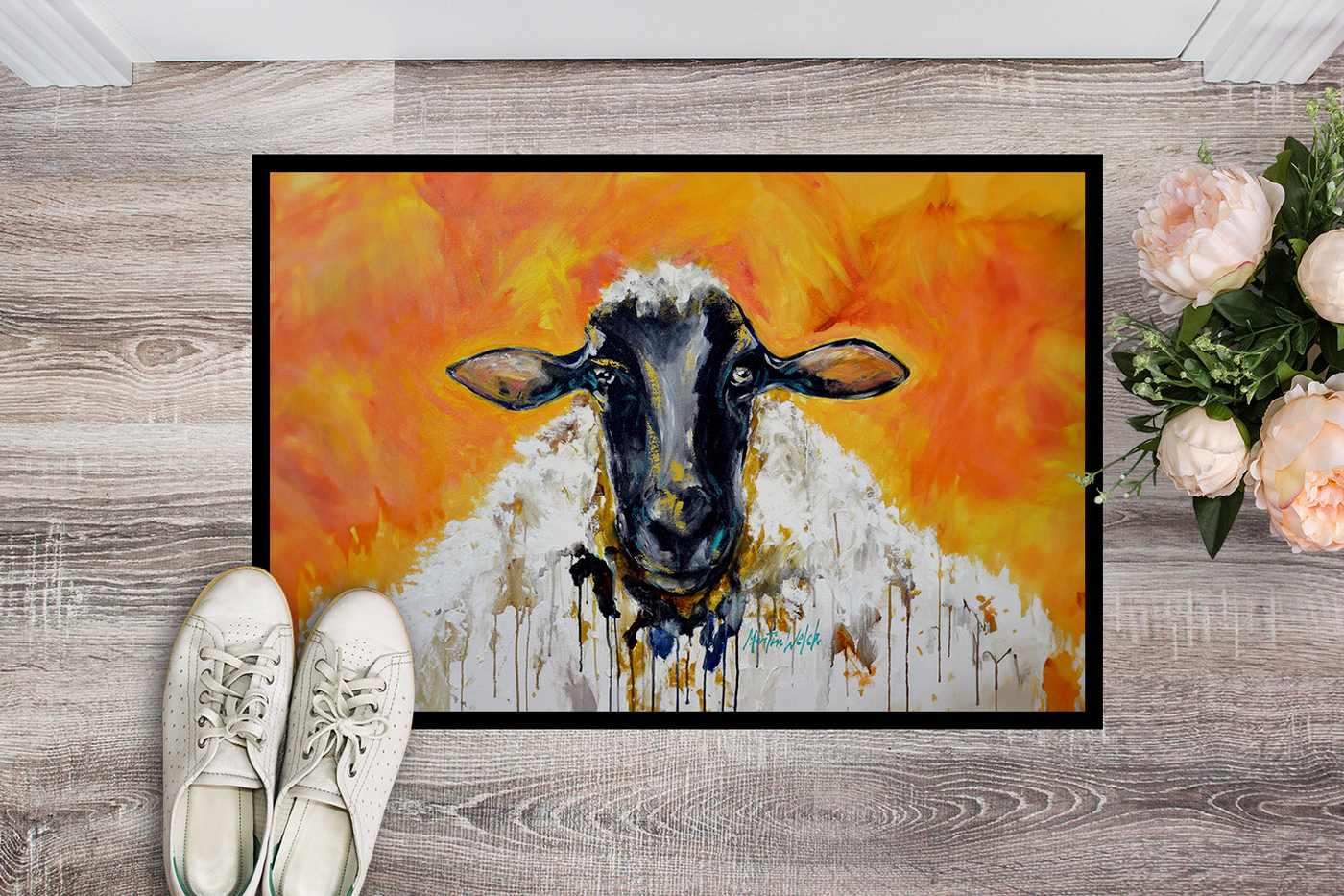 Peach Wool Sheep Doormat