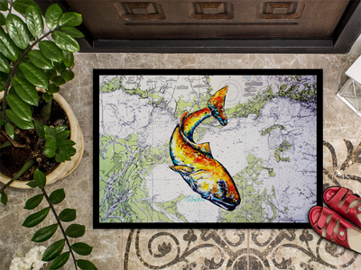 Red Fish On Map Doormat
