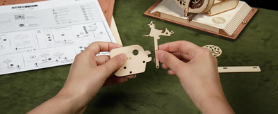 ROBOTIME - Wooden Music Box Puzzles for Adults AMK63 / Magic Cello / 3D Wooden Puzzles for Adults and Teens / Wooden Model Kits to Build