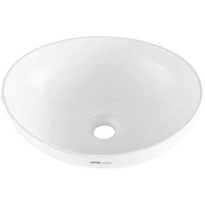 VEVOR Modern Ceramic Vessel Sink 16"x13.4" Bathroom Vanity Bowl Countertop White