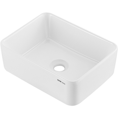 VEVOR Modern Ceramic Vessel Sink 16" x 12" Bathroom Vanity Bowl Countertop White