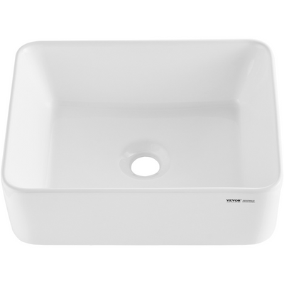 VEVOR Modern Ceramic Vessel Sink 16" x 12" Bathroom Vanity Bowl Countertop White