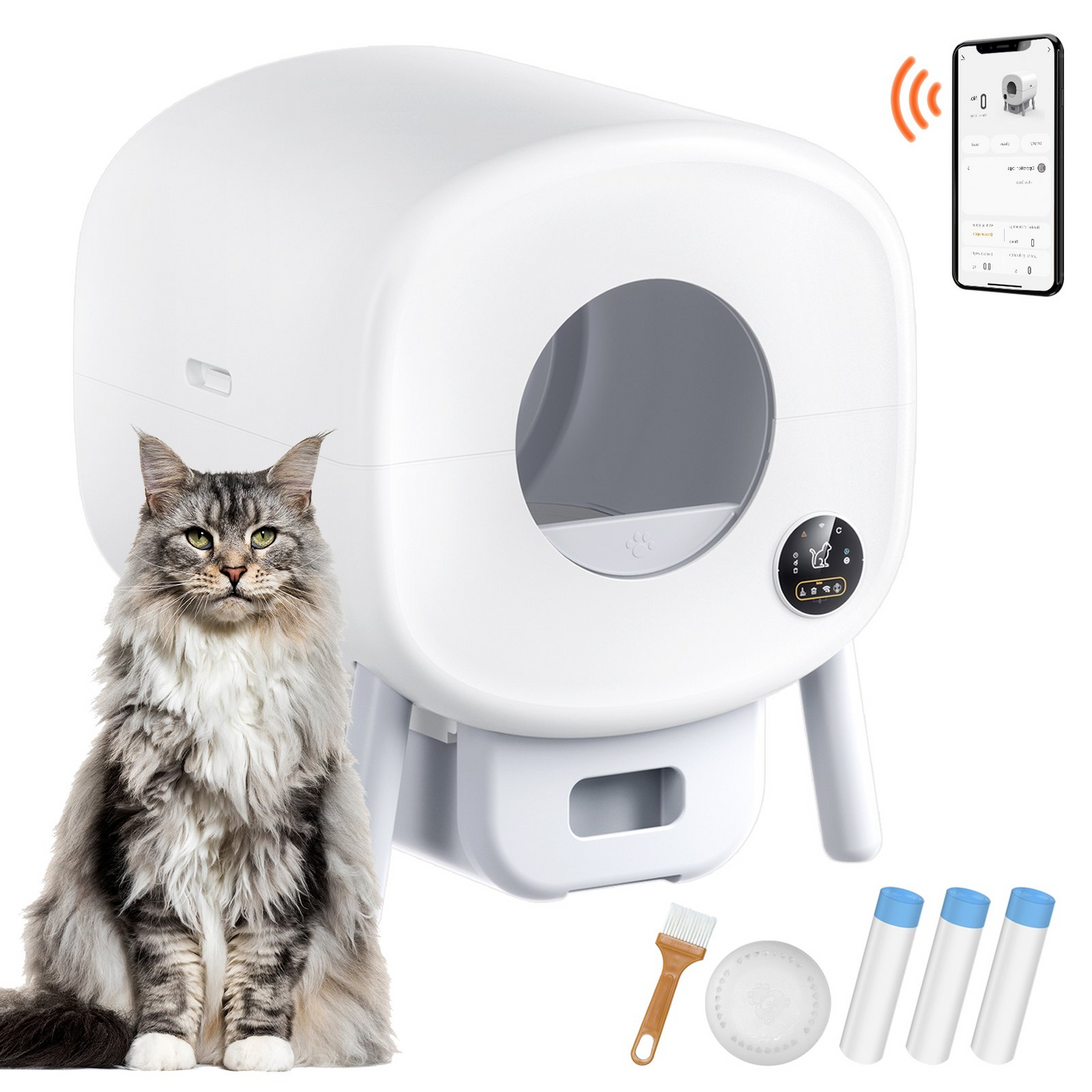 VEVOR 75L Self Cleaning Cat Litter Box with Odor Removal APP Control Sensor Gray