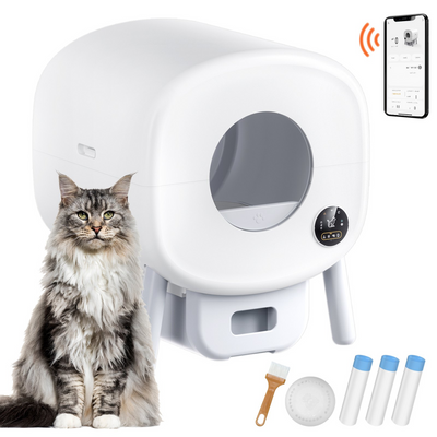 VEVOR 75L Self Cleaning Cat Litter Box with Odor Removal APP Control Sensor Gray
