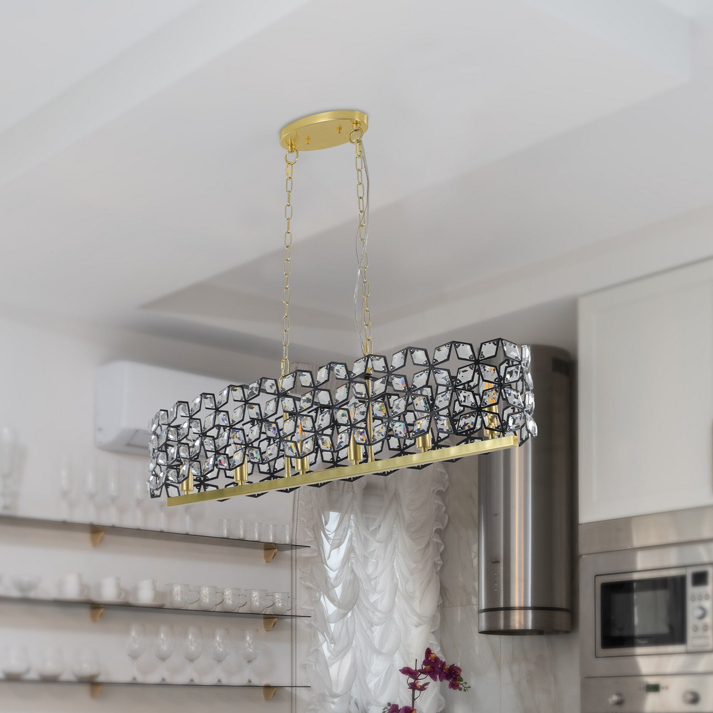 Modern Champagne Gold Oval Crystal ceiling chandelier  Luxury Home Decor Light Fixture
