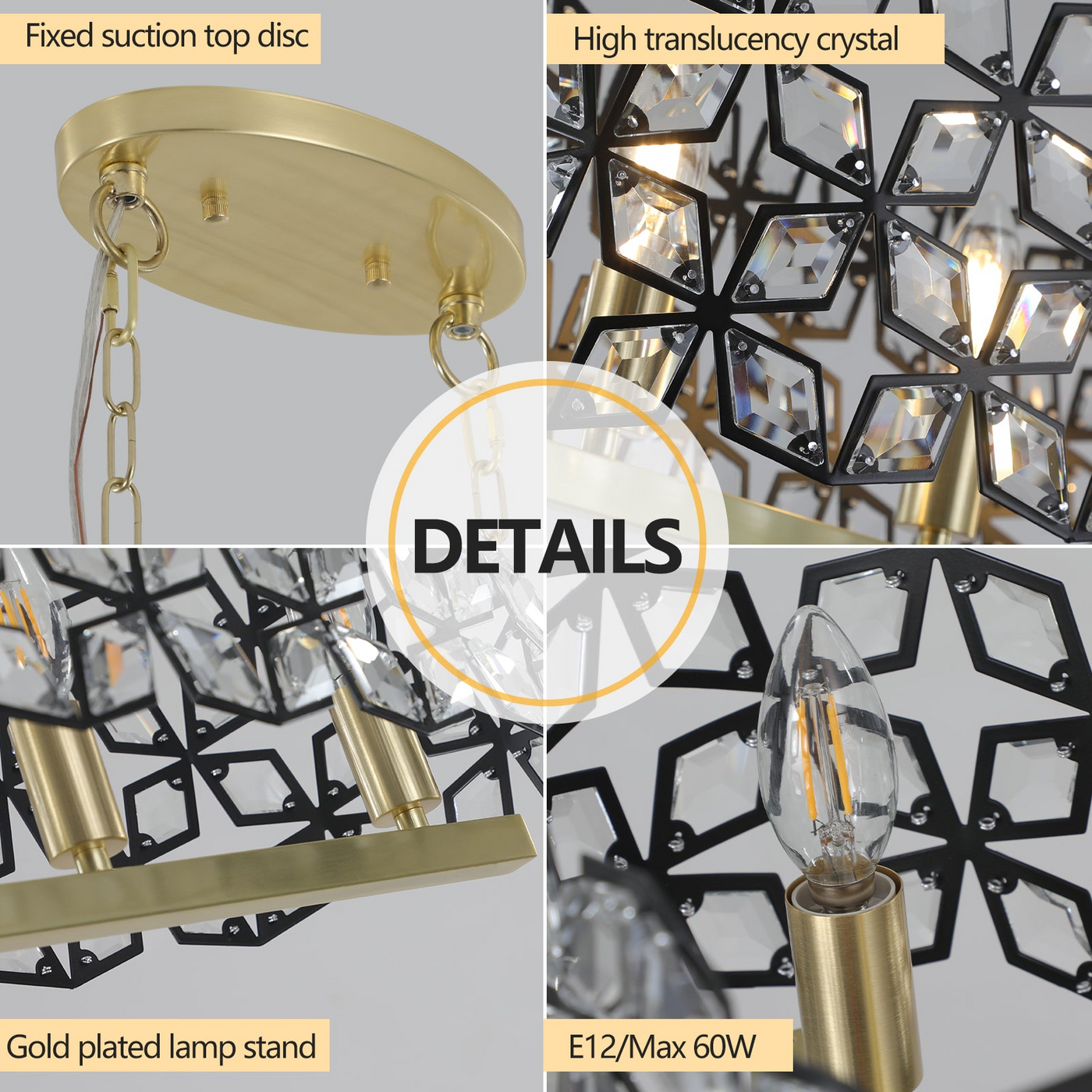 Modern Champagne Gold Oval Crystal ceiling chandelier  Luxury Home Decor Light Fixture