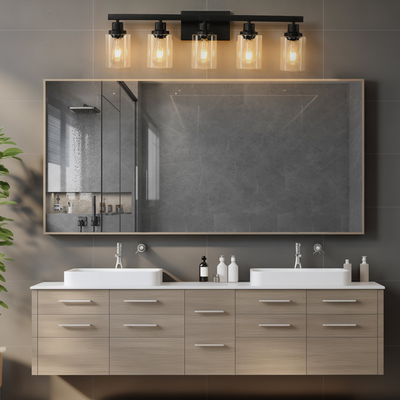(Same as W1340P197622/L001010-B5) 5-Lights Farmhouse Vanity Lights Fixture Rustic Bathroom Light Fixture Bathroom Sconce (Without Bulbs)
