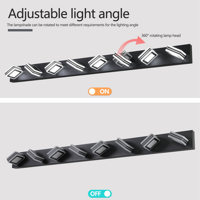 Modern 8-Light LED Vanity Light - Sleek Bathroom Wall Fixture, Iron & Acrylic, Dimmable & Energy-Efficient