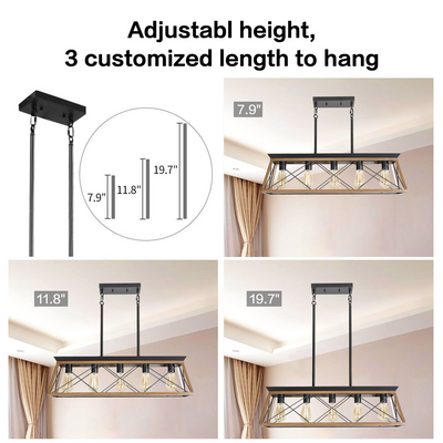 Farmhouse Chandeliers With 5 Bulbs For Dining Room Walnut (NEW SKU :W1340P206631)