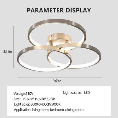 Three ring design, contemporary semi-flush mount with inner ring illumination Ceiling lamp