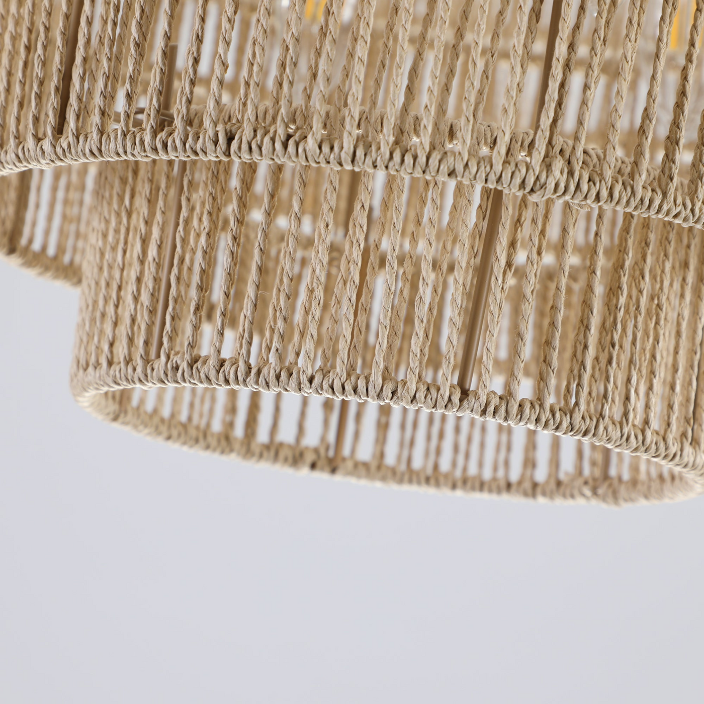 Bohemian style Woven Pendant Light 23.6 Inch Rattan Ligh Large Rattan Pendant Light with 5-Tier Rattan Chandelier--Wood  NEW SKU:W1340P206666