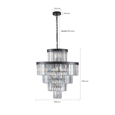 Black Luxury Crystal Chandelier Modern Chandeliers Lights Fixture Hanging Pendant Light Fixture for Dining Room Bedroom Living Room Dia 23.6 Inch-Black