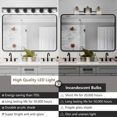 (Same as W1340142518/L2005-B-7) LED Modern Black Vanity Lights, 7-Lights Acrylic Matte Black Bathroom Vanity Lights Over Mirror
