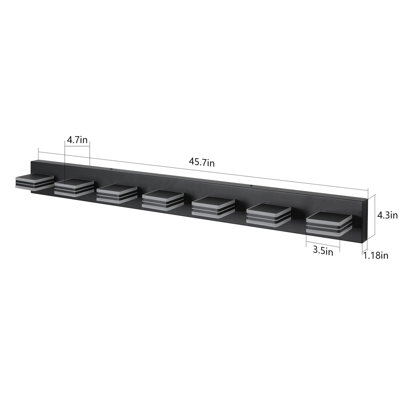(Same as W1340142518/L2005-B-7) LED Modern Black Vanity Lights, 7-Lights Acrylic Matte Black Bathroom Vanity Lights Over Mirror