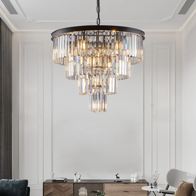 Contemporary Crystal Modern Chandeliers Crystal Ceiling Chandelier 4 Tier Black Chandelier Lighting for Dining Room Living Room Bedroom (Bulbs Not included)