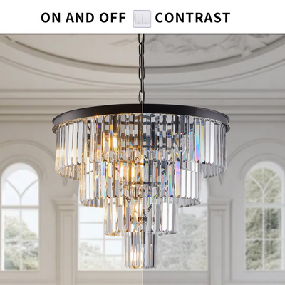 Contemporary Crystal Modern Chandeliers Crystal Ceiling Chandelier 4 Tier Black Chandelier Lighting for Dining Room Living Room Bedroom (Bulbs Not included)
