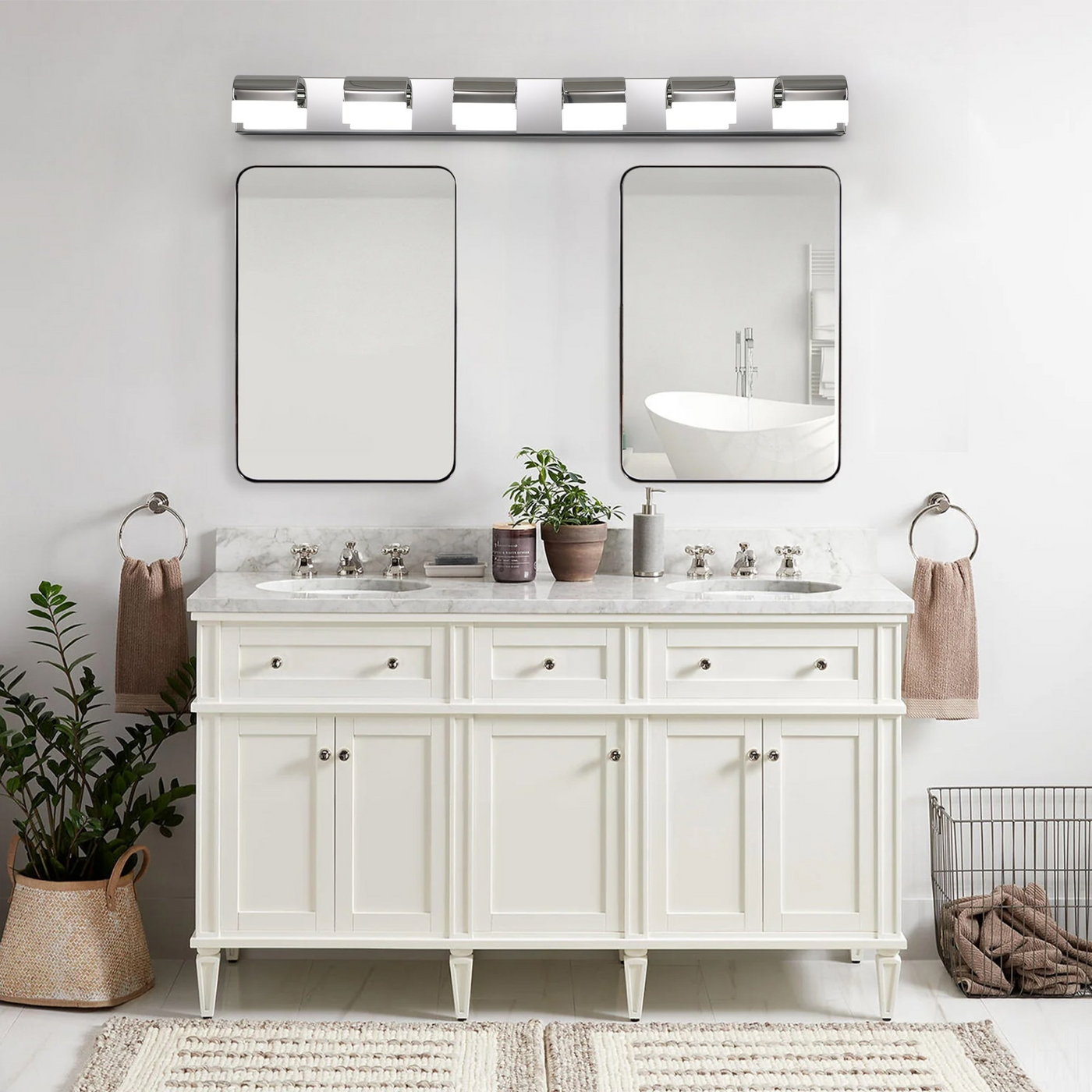 Modern Bathroom Vanity Lighting 6-Light LED Vanity Lights Over Mirror Bath Wall Lighting