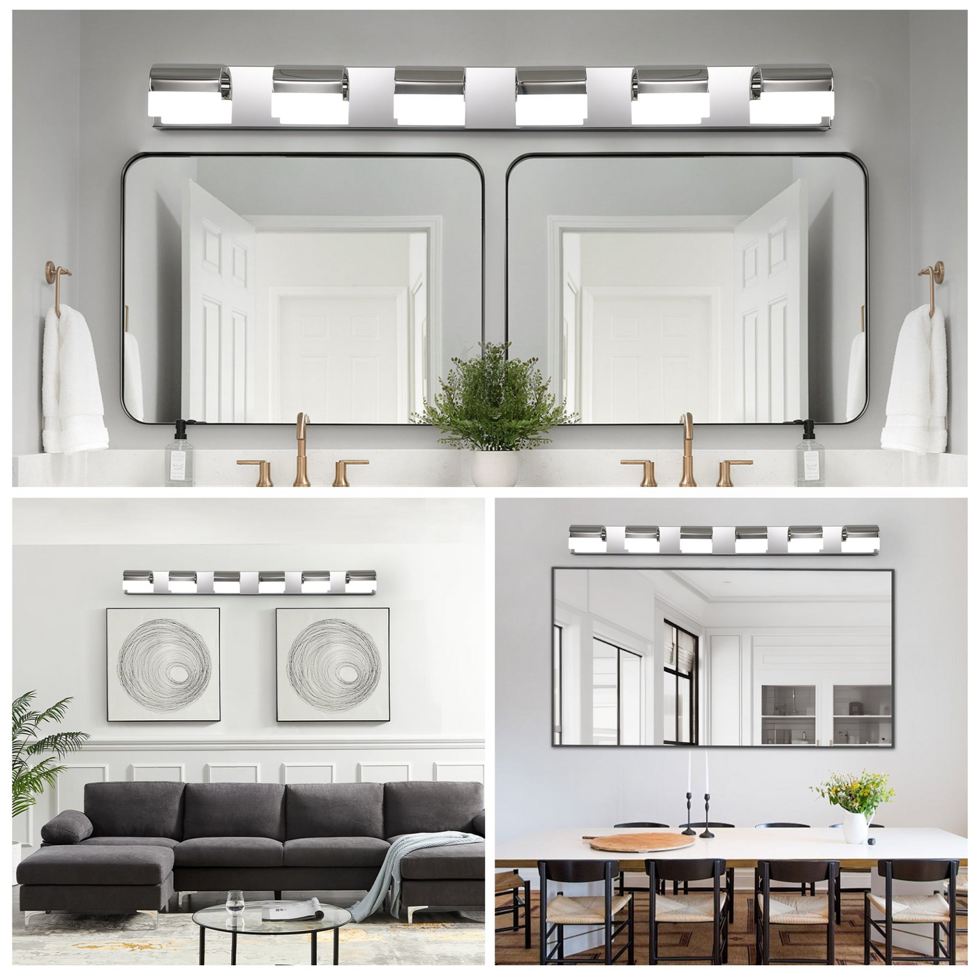 Modern Bathroom Vanity Lighting 6-Light LED Vanity Lights Over Mirror Bath Wall Lighting