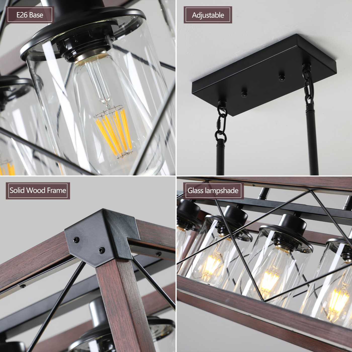 (Same as W1340P155971/L1011-RW-G) 5-Light Retro Farmhouse Chandelier For Kitchen, Living room, Dining room Red and Black(No Bulbs)