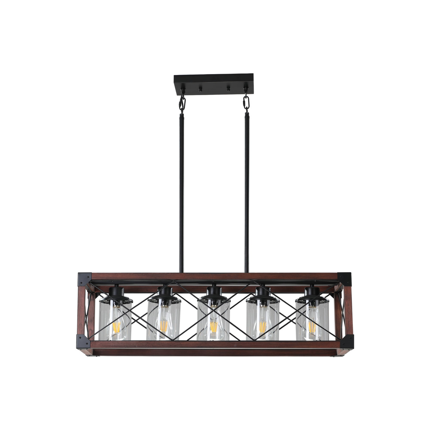 (Same as W1340P155971/L1011-RW-G) 5-Light Retro Farmhouse Chandelier For Kitchen, Living room, Dining room Red and Black(No Bulbs)