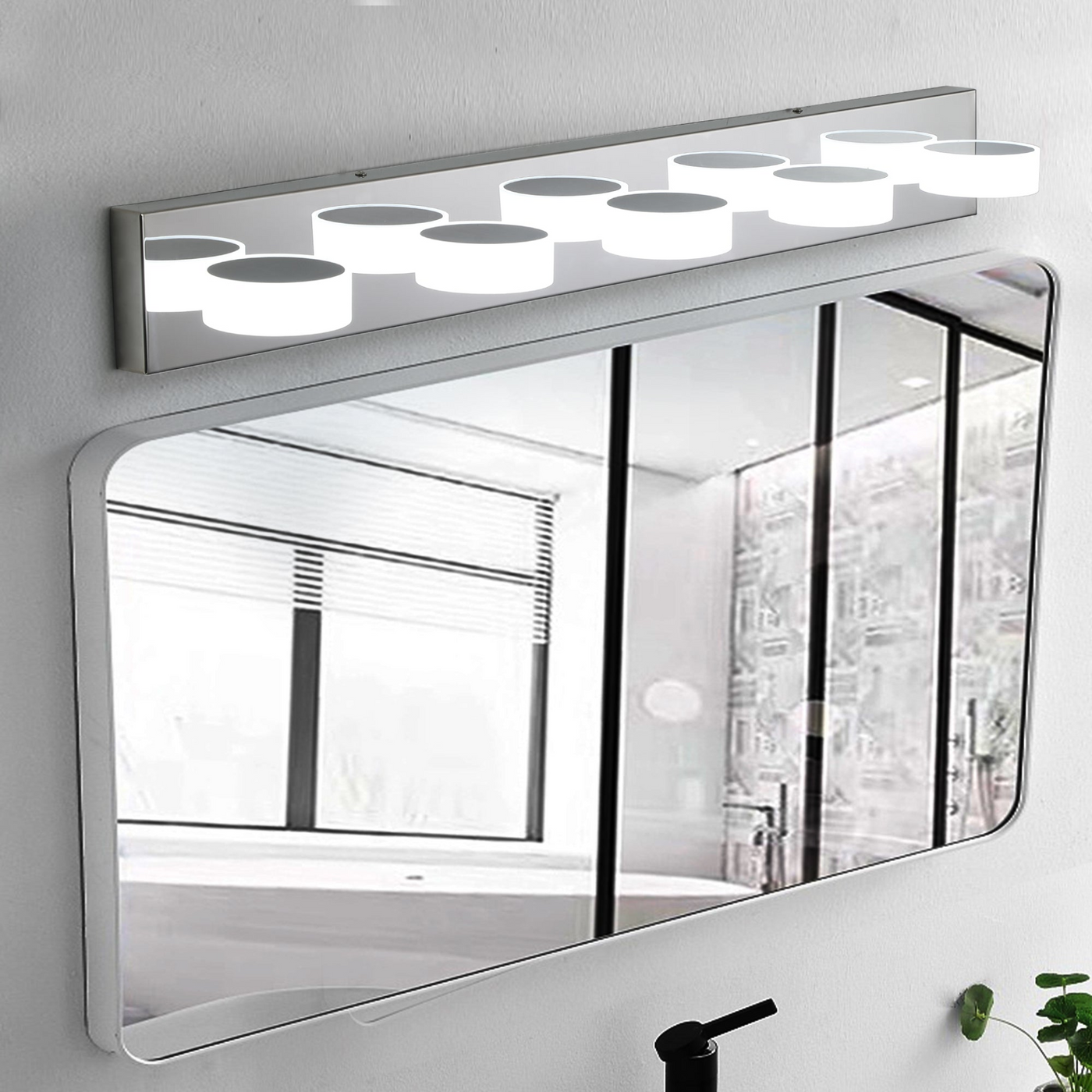 Modern 5-Light LED Vanity Light Fixture - Chrome Finish with Acrylic Light Shades - Energy-Efficient Bathroom Wall Sconce - Dimmable, 37-Inch Length