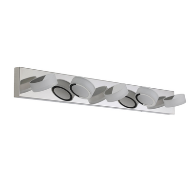Modern 5-Light LED Vanity Light Fixture - Chrome Finish with Acrylic Light Shades - Energy-Efficient Bathroom Wall Sconce - Dimmable, 37-Inch Length