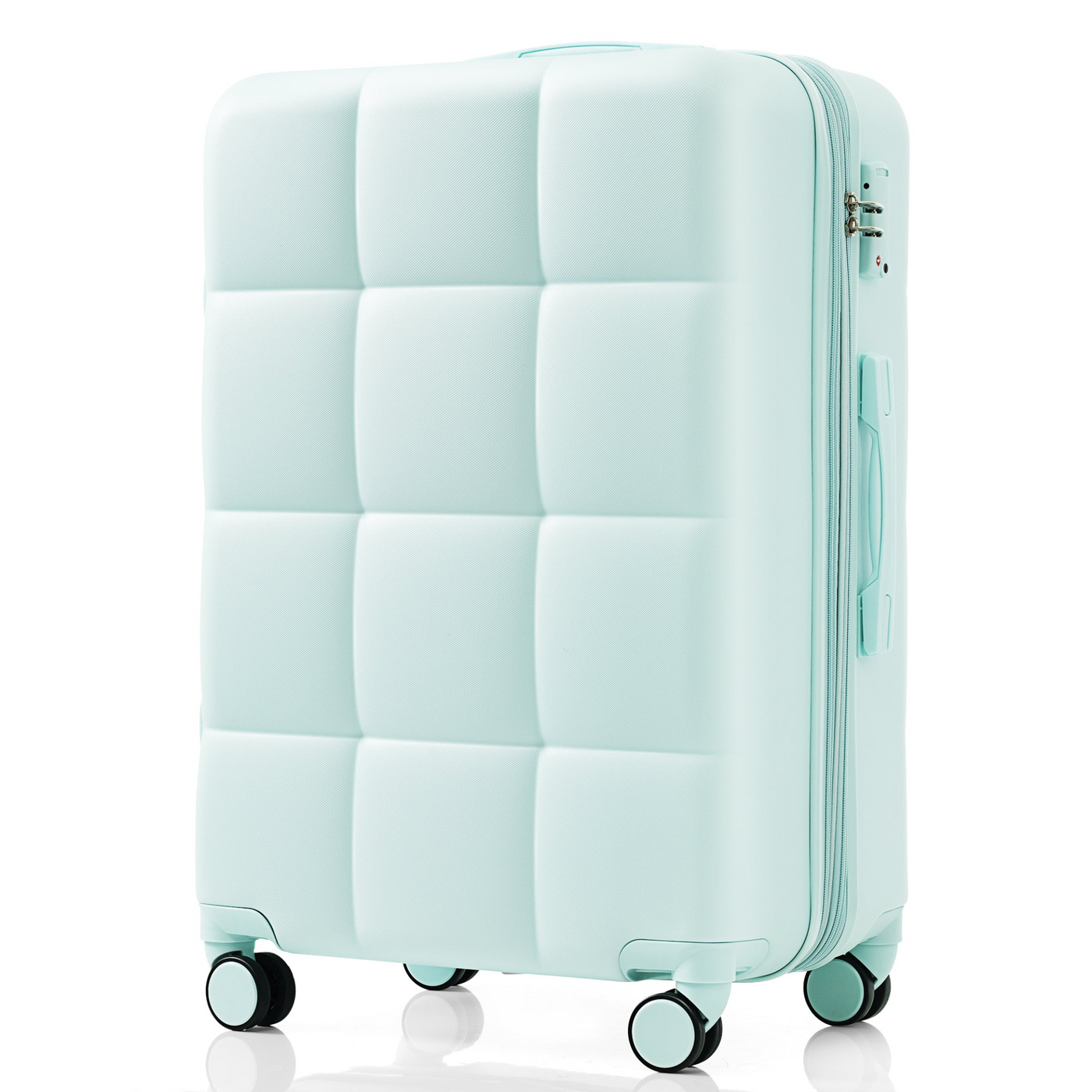 Luggage Set of 3, 20-inch with USB Port, Airline Certified Carry-on Luggage with Cup Holder, ABS Hard Shell Luggage with Spinner Wheels, grey green