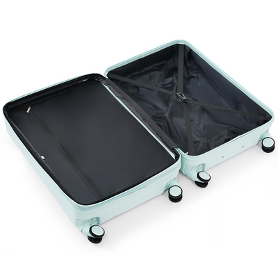 Luggage Set of 3, 20-inch with USB Port, Airline Certified Carry-on Luggage with Cup Holder, ABS Hard Shell Luggage with Spinner Wheels, grey green