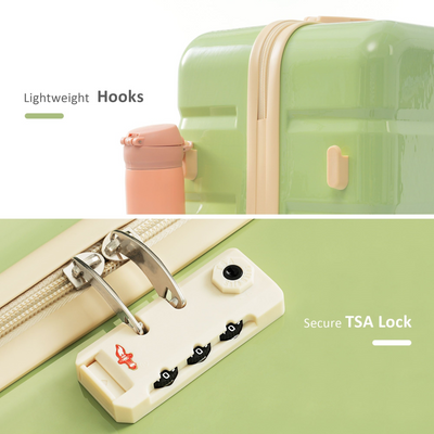 Premium ABS Travel Luggage Set , 3-Piece TSA Lock Suitcase Ensemble with 20, 24, and 28 Inch Sizes with 360° Spinner Wheels, green and beige