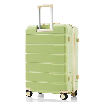 Premium ABS Travel Luggage Set , 3-Piece TSA Lock Suitcase Ensemble with 20, 24, and 28 Inch Sizes with 360° Spinner Wheels, green and beige