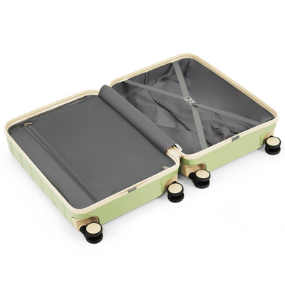 Premium ABS Travel Luggage Set , 3-Piece TSA Lock Suitcase Ensemble with 20, 24, and 28 Inch Sizes with 360° Spinner Wheels, green and beige