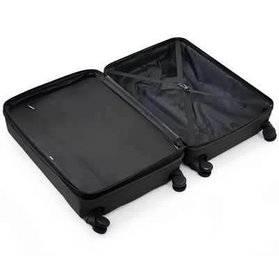 Luggage Set of 3, 20-inch with USB Port, Airline Certified Carry-on Luggage with Cup Holder, ABS Hard Shell Luggage with Spinner Wheels, black