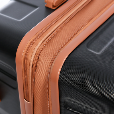 Luggage Sets 4 Piece, Expandable ABS Durable Suitcase with Travel Bag, Carry On Luggage Suitcase Set with 360° Spinner Wheels, black and brown