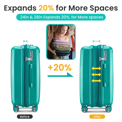 Luggage 4 Piece Sets(14/20/24/28), Hard Shell Lightweight TSA Lock Carry on Expandable Suitcase with Spinner Wheels Travel Set for Men Women
