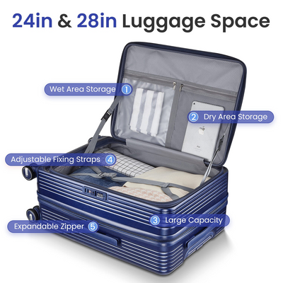 Luggage Sets 3 Piece(20/24/28), Expandable Carry On Luggage with TSA Lock Airline Approved, 100% PC Hard Shell and Lightweight Suitcase with Front Pocket and Spinner Wheels