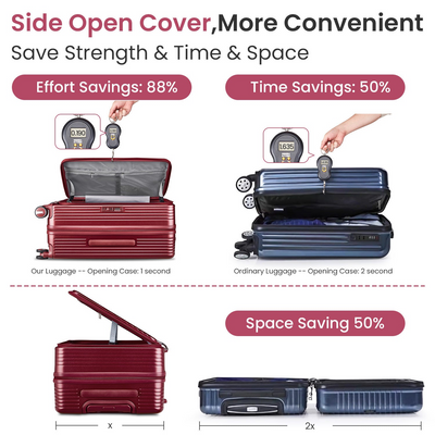 Luggage Sets 3 Piece(20/24/28), Expandable Carry On Luggage with TSA Lock Airline Approved, 100% PC Hard Shell and Lightweight Suitcase with Front Pocket and Spinner Wheels
