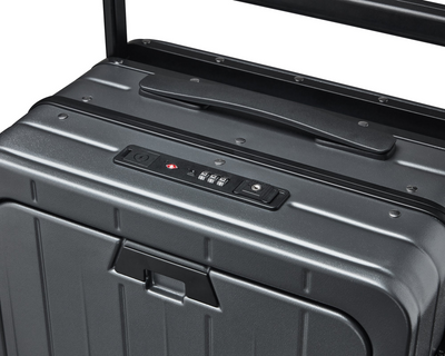 Aluminum Frame 20 Inch with Front Open Carry-on Luggage, PC Hard Shell Suitcase, Bounce Wide Handle Pull Rod Luggage with 360°Double Wheels, Built-In TSA Lock, Airline Approved Suitcase for Business