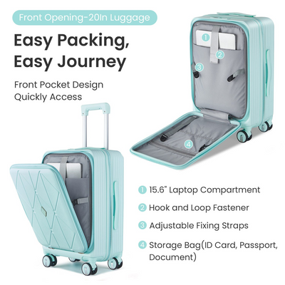 Luggage Sets 3 Piece(20/24/28), Expandable Carry On Luggage with TSA Lock Airline Approved, 100% PC Hard Shell and Lightweight Suitcase with Front Pocket and Spinner Wheels