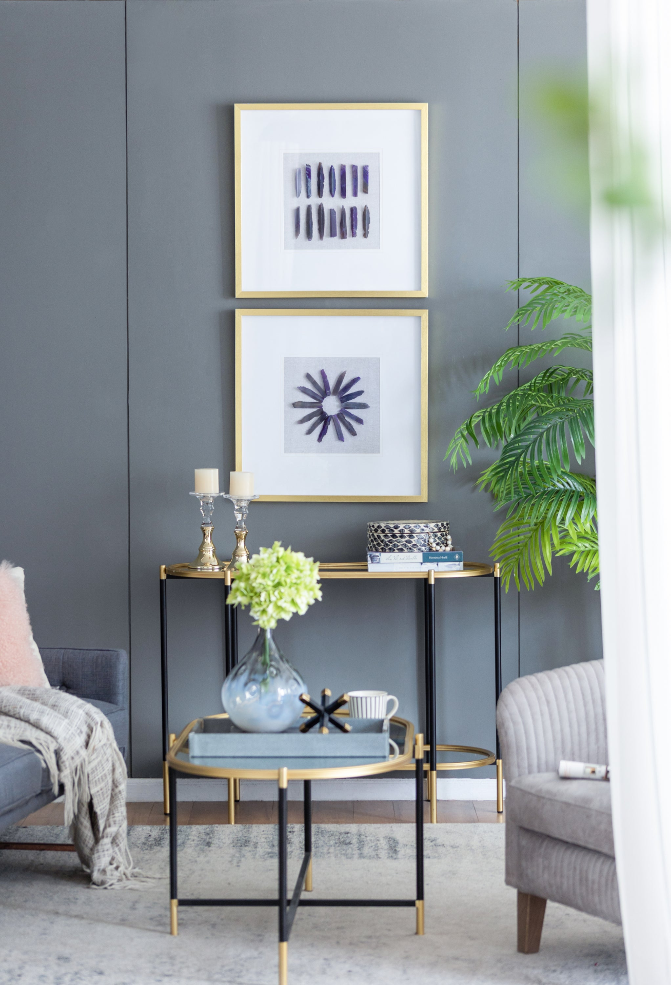23.5“ x 23.5" Grace Purple Agate Shadow Boxes Wall Art, Set of 2