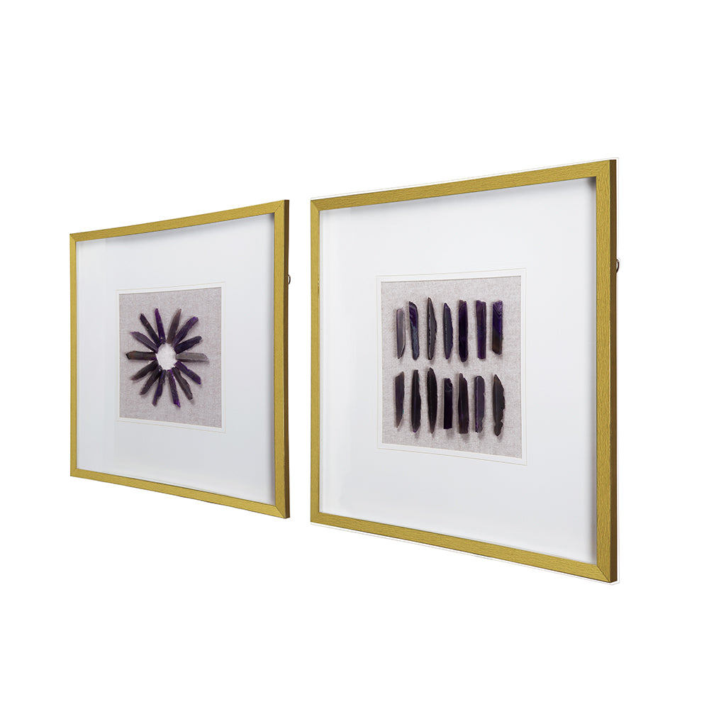 23.5“ x 23.5" Grace Purple Agate Shadow Boxes Wall Art, Set of 2